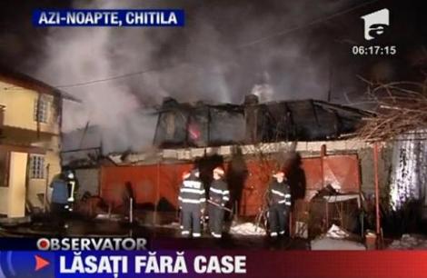 VIDEO! Incendiu puternic la trei case in Chitila