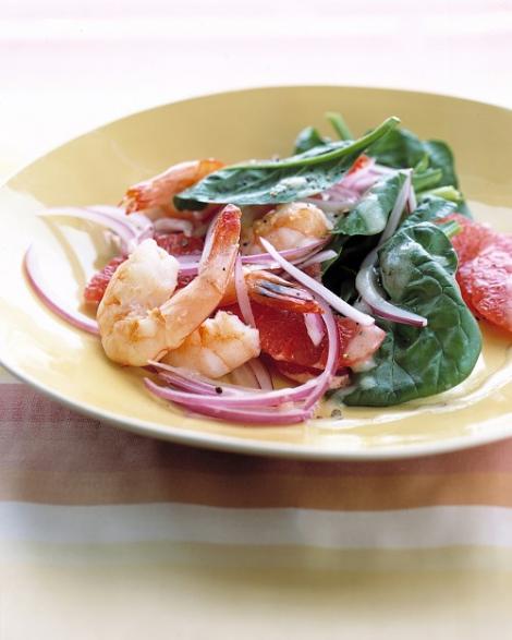 Reteta zilei: salata de spanac cu creveti si grapefruit