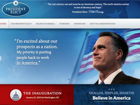 Site-ul de presedinte al lui Mitt Romney a fost activat din greseala dupa ce Barack Obama a castigat alegerile