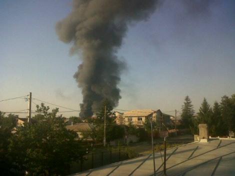 Incendiu puternic la o fabrica de polistiren din localitatea Jilava