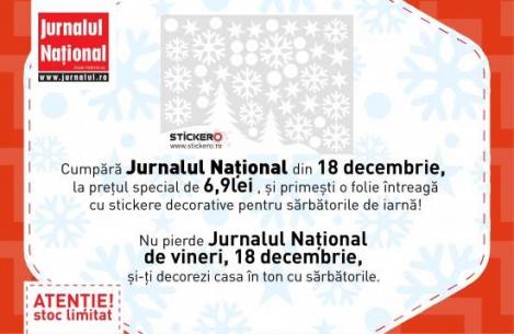 Pe 18 decembrie, Jurnalul Național îți aduce stickere decorative! Atenție, stoc limitat!