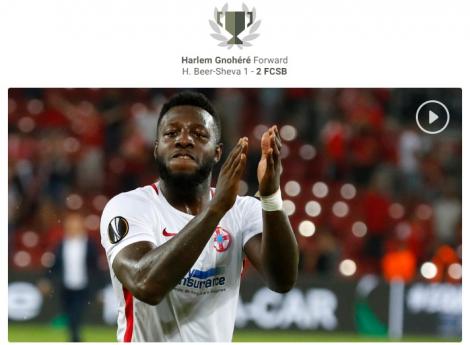 Harlem Gnohere a fost votat ”Jucătorul Săptămânii” în Europa League! Jucătorul de la FCSB și-a distrus rivalii în acest sondaj UEFA