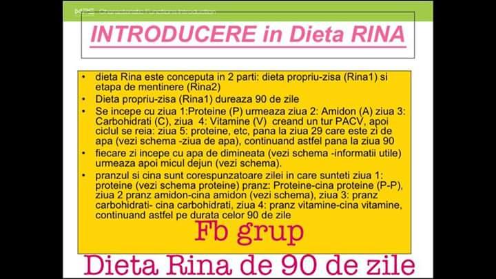 Dieta Rina, meniu pe zile: ce sa mananci 7 zile din 7 la cura?