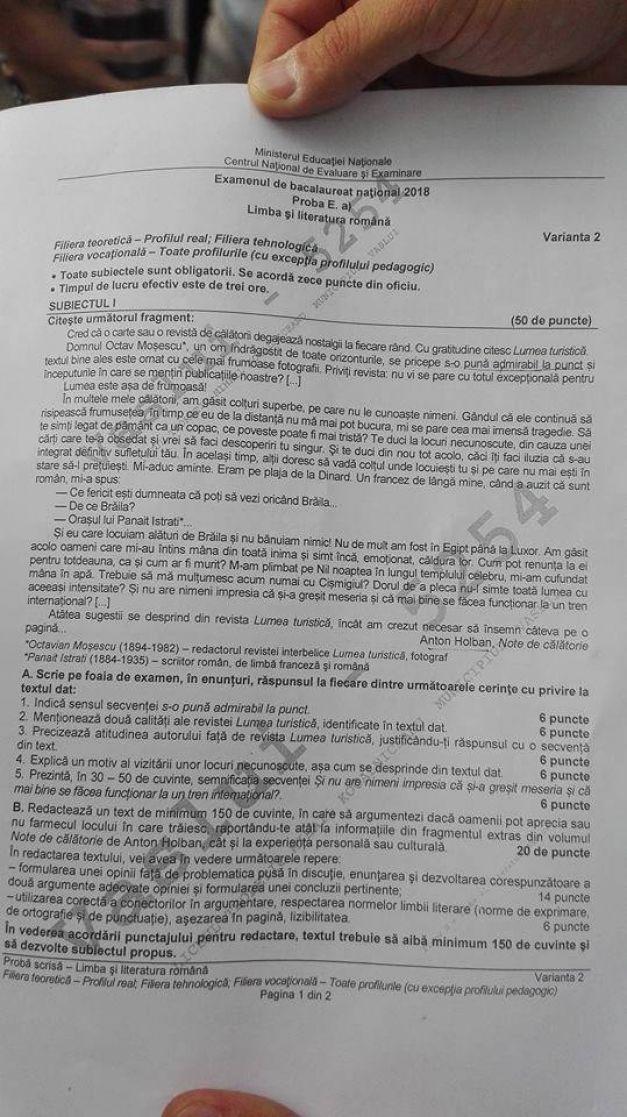 Bacalaureat 2018 Ce Au Avut De Rezolvat La Limba RomanÄƒ Profil Real Subiecte È™i Barem De Corectare Antena 1