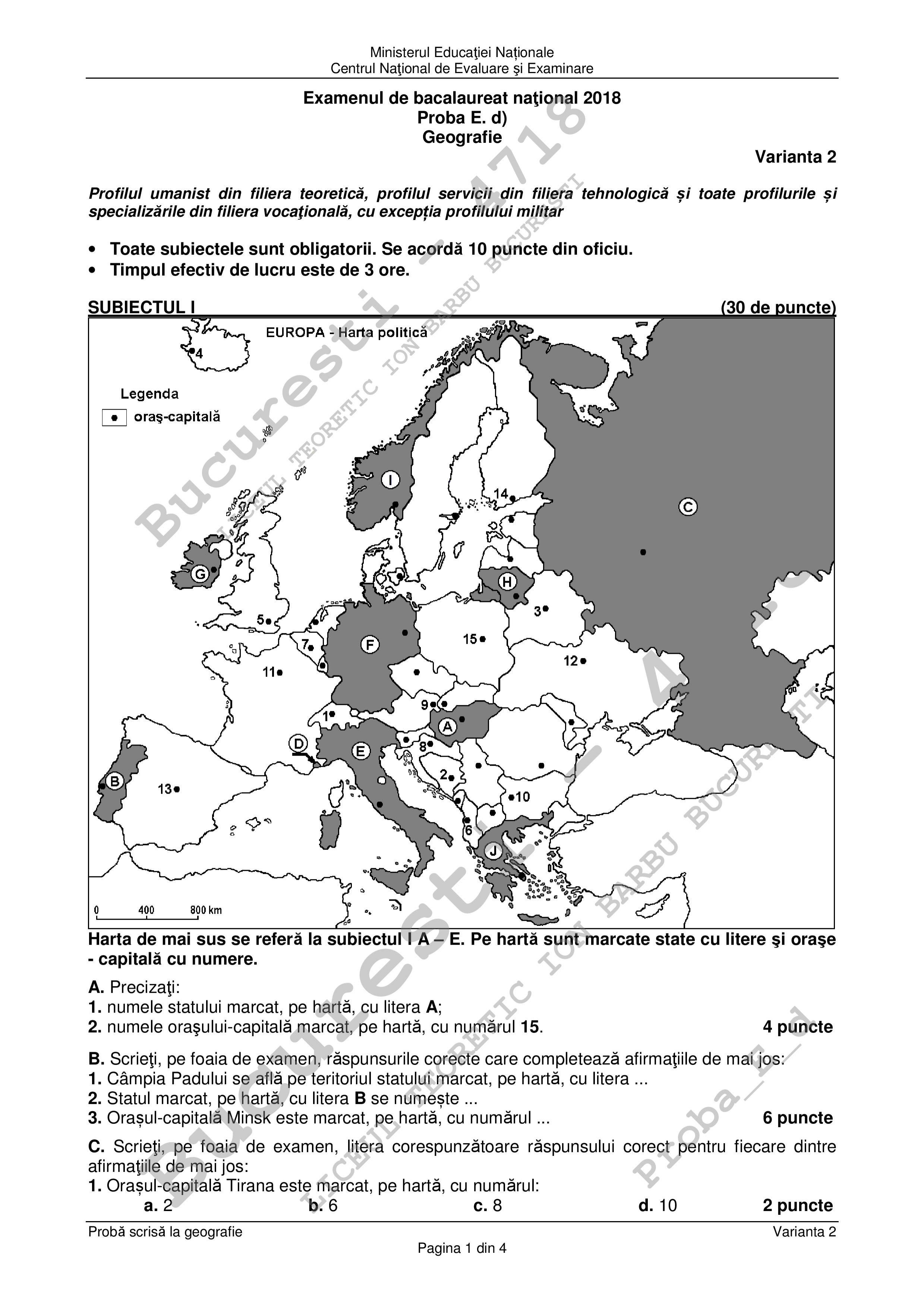 Bac 2018 La Geografie Avem Subiectele È™i Baremele Ce A Picat Antena 1