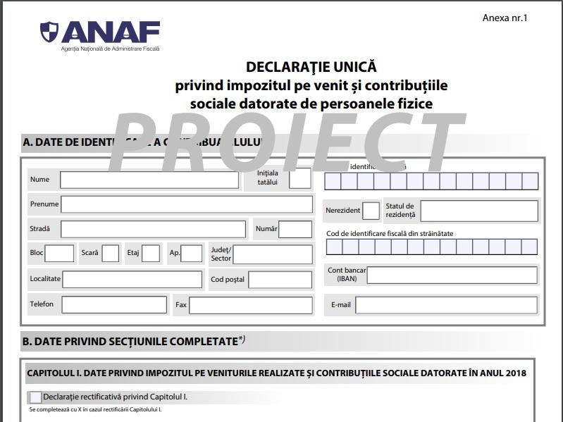 Declarație Unică ANAF 2019. Cum se depune si cum arată noul formular