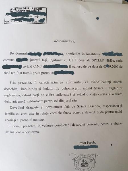 Recomdare Pentru Permis Port ArmÄƒ Din Partea Unui Preot Din IaÈ™i Antena 1