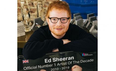 Ed Sheeran, desemnat în Marea Britanie artistul deceniului