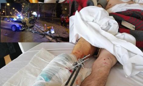 Tânărul băgat în spital de un şofer beat, riscă să rămână invalid: "Mi-a rupt capota, frate!” Prietenii l-au fotografiat pe patul de spital
