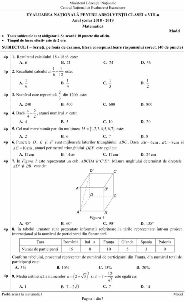 Subiecte Simulare Evaluare NaÈionalÄ MatematicÄ Ce A Picat La Clasa A Vii A Antena 1