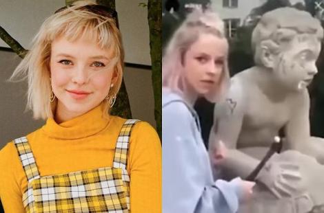 Gest extrem făcut pentru celebritate! O tânără a distrus cu ciocanul o statuie de 200 de ani doar pentru a câştiga mai mulţi urmăritori pe Instagram