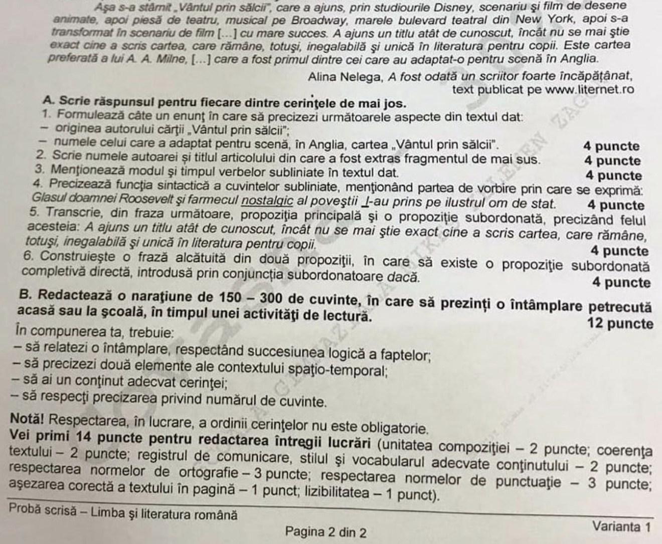 Evaluare NaÈ›ionalÄƒ 2019 Edu Ro Limba RomanÄƒ 18 Iunie 2019 Antena 1