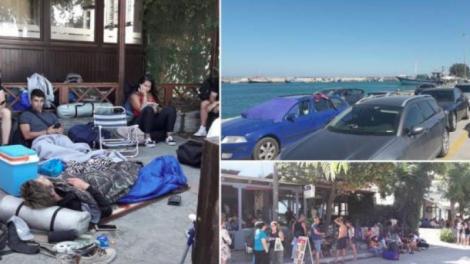 Grecia, iadul românilor! Sute de turiști dorm pe jos, după ce au rămas blocați pe o insulă cuprinsă de incendii de vegetație