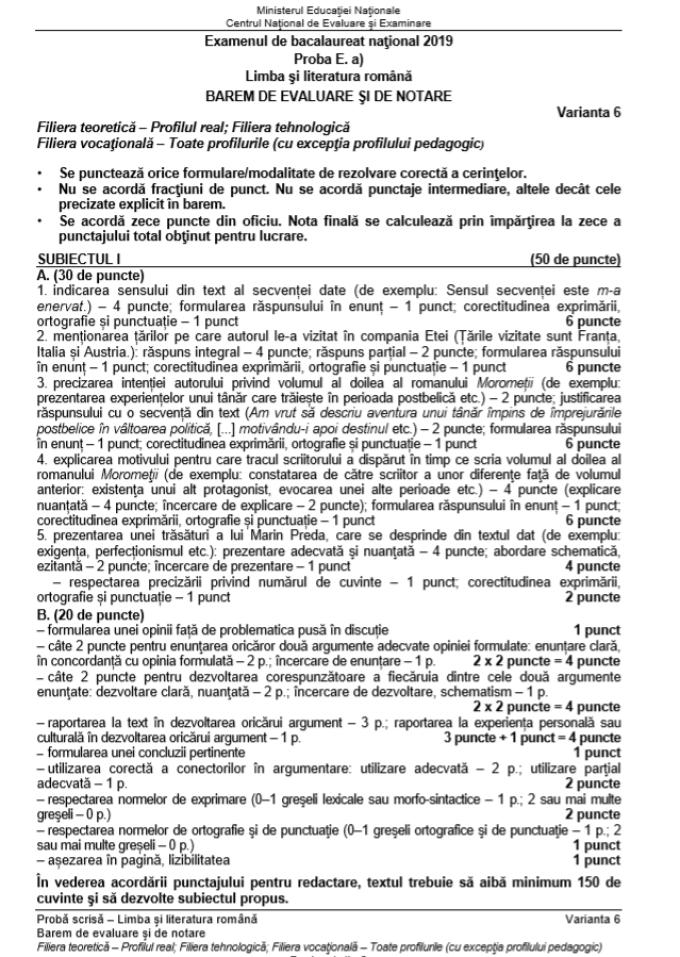 Barem Bac RomanÄƒ 2019 Sesiunea ToamnÄƒ Cum Se RezolvÄƒ Subiectele È™i NotÄƒ Antena 1