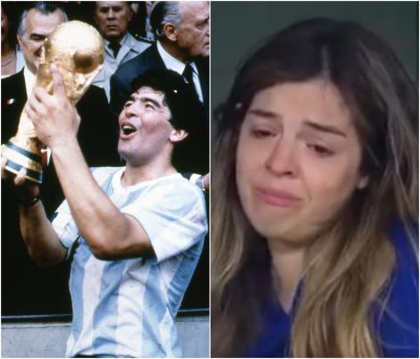 A izbucnit în lacrimi în văzul tuturor. Reacția fiicei lui Maradona când a văzut omagiul adus tatălui ei la un meci de fotbal