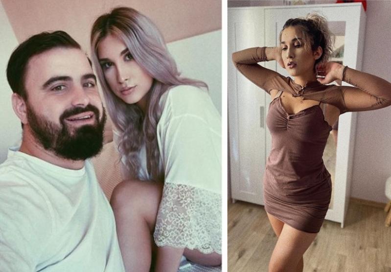 Colaj foto: în stânga Adda și Cătălin Rizea într-un selfie, în dreapta Adda îmbrăcată într-o rochie strâmtă și mulată