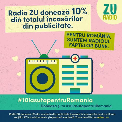 Radio ZU donează 10% din totalul încasărilor din publicitate! Când România e în stare de urgență, Radioul Faptelor Bune e în stare de bine