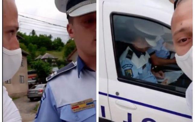 "Uitați-i, nu poartă măști!" Un tânăr care a filmat polițiștii nerespectând legea a fost încătușat, dus la secție și amendat