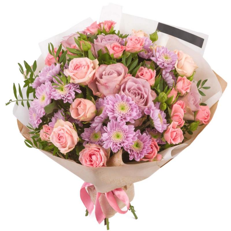 imagine ilustrativa cu un buchet roz de trandafiri