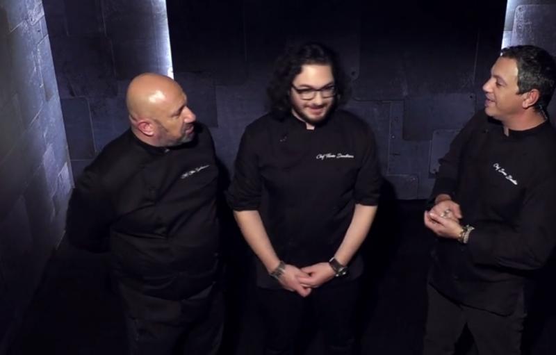 Florin Dumitrescu, Sorin Bontea și Cătălin Scărlătescu in camera de asteptare de la chefi la cutite