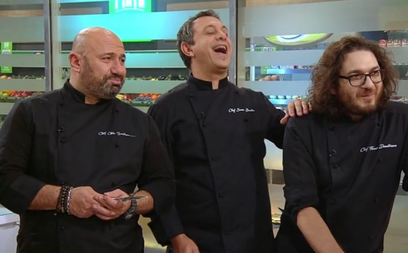 Sorin Bontea, Florin Dumitrescu și Cătălin Scărlătescu in bucataria chefi la cutite
