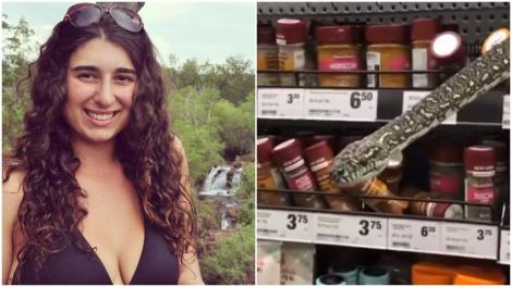 O tânără din Australia a găsit un șarpe pe raftul unui magazin, în timp ce își făcea cumpărăturile. Cum a reacționat