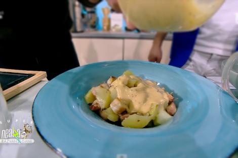 Salată de cartofi cu caracatiță și sos de brânzeturi. Rețeta lui chef Nicolai Tand la Super Neatza, 11 ianuarie 2022