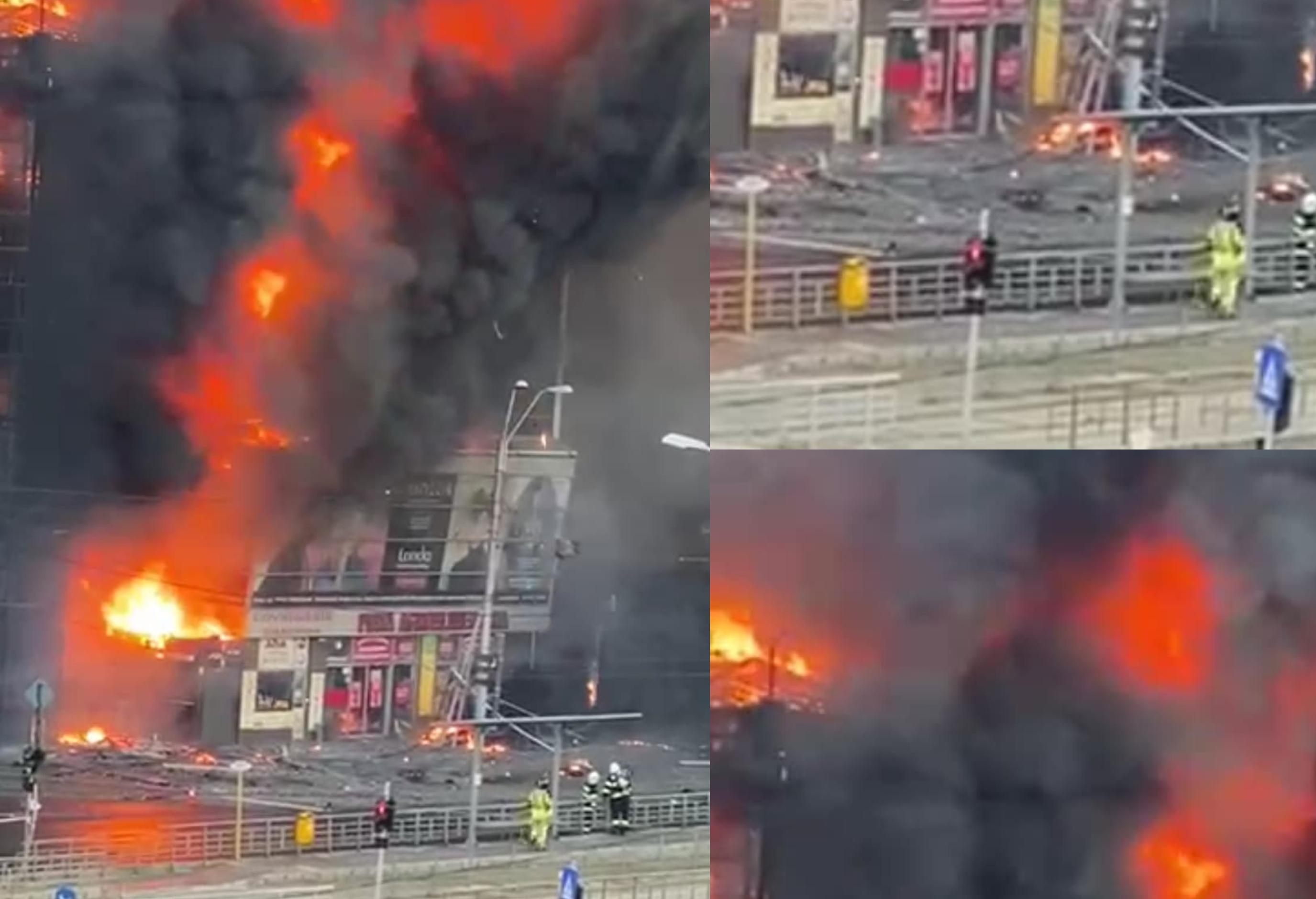 Incendiu puternic în București la magazinul Prosper, Calea 13 septembrie. Un bloc a fost evacuat. Ce se întâmplă