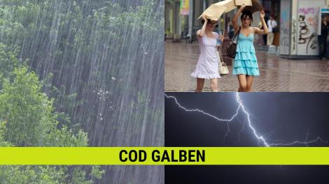Alertă meteo! Cod galben de ploi torențiale și descărcări electrice în 28 de județe din țară. Ce zone sunt vizate
