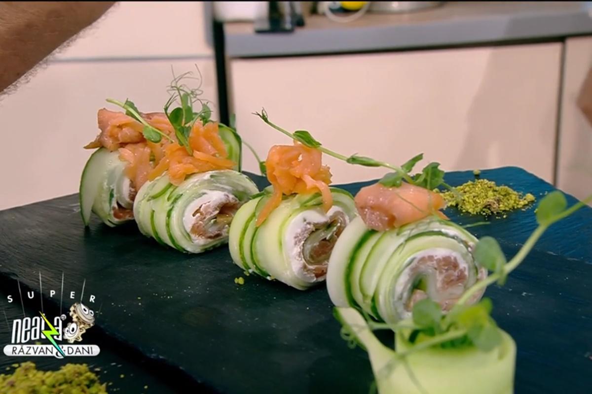 Sushi din castravete cu somon afumat. Rețeta lui Chef Radu Darie la Super Neatza, 19 iulie 2022