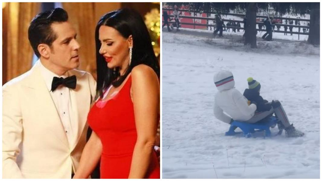 Imagini adorabile cu Ștefan Bănică și Alexandru, fiul cel mic, pe derdeluș. Cum i-a surprins Lavinia Pîrva: „Tati, hai că poți”