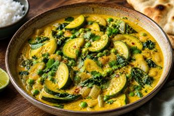 Curry de dovlecei cu lapte de cocos. Rețetă aromată și ușor de preparat