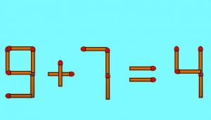 Test de inteligență pentru genii | Corectați 9 + 7 = 4, mutând un singur băț de chibrit