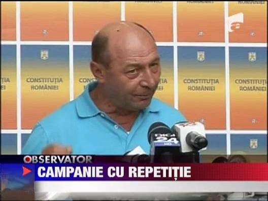  Traian Basescu, in campanie: Obiectivul este castigarea referendumului. Romanii vor fi cinstiti cu presedintele lor