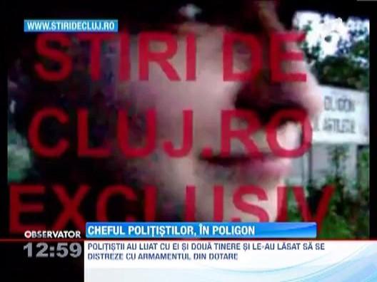 VIDEO SCANDALOS! Politistii DIAS Cluj petrec cu doua tinere in poligonul de tragere!