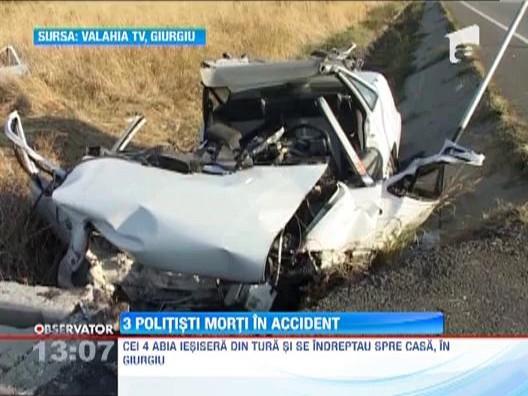 Accident cumplit in Giurgiu: Trei politisti si-au pierdut viata, dupa ce soferul a adormit la volan