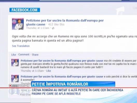 Italia. Xenofobie impotriva romanilor. Un grup de italieni a initiat o petitie pentru excluderea Romaniei din UE