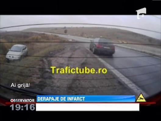 Accident spectaculos in Cluj: Mai multe masini au alunecat pe o pata de ulei