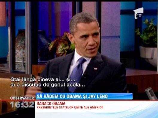 Barack Obama a glumit pe seama amenintarilor lui Donald Trump, in emisiunea lui Jay Leno 