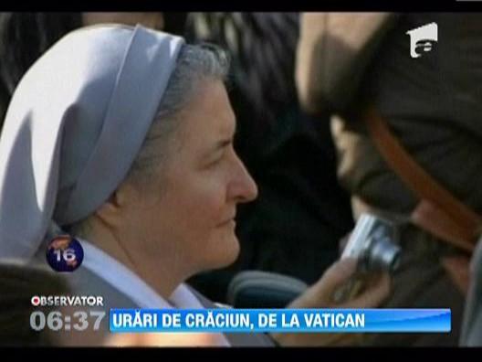 Urari de Craciun, de la Vatican. Suveranul pontif a rostit mesaje de felicitare in franceza, engleza, germana, spaniola si poloneza.