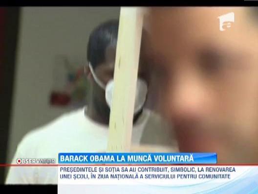 Barack Obama, munca voluntara pentru renovarea unei scoli