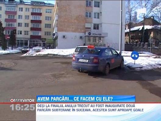 Zeci de soferi ignora parcarea subterana din Suceava. Alternativa, trotuarul