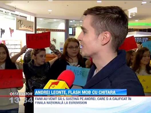 Andrei Leonte, flash-mob cu o chitara... inainte de finala! Diseara, va incerca sa ne reprezinte la Eurovision 2013