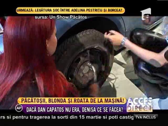 Test de mecanică: Denisa Biţă schimbă o roată de la maşină