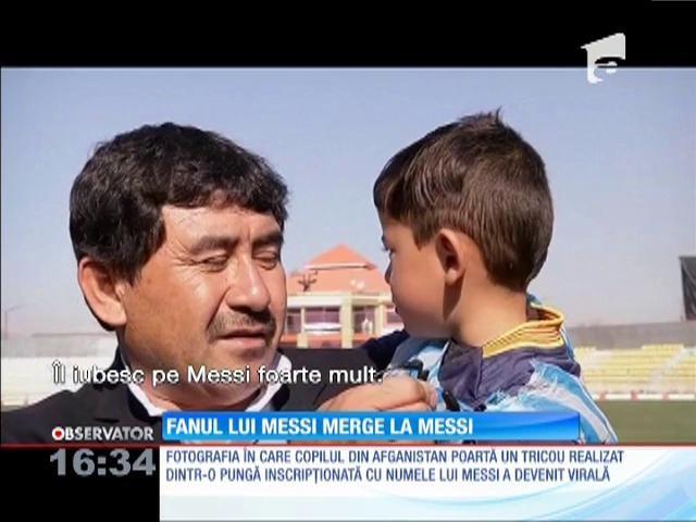 Cel mai tânăr fan din Afganistan al lui Lionel Messi merge să-și vadă idolul. Și-a confecționat un tricou dintr-o plasă dungată