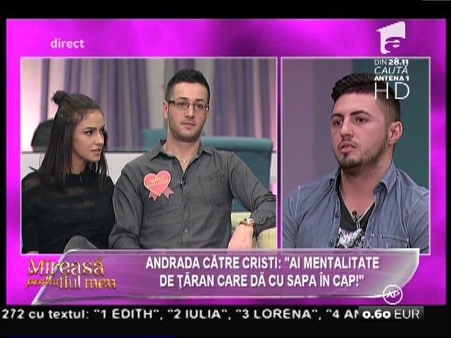 Andrada, către Cristi: ”Ai mentalitate de țăran care dă cu sapa în cap oamenilor!”