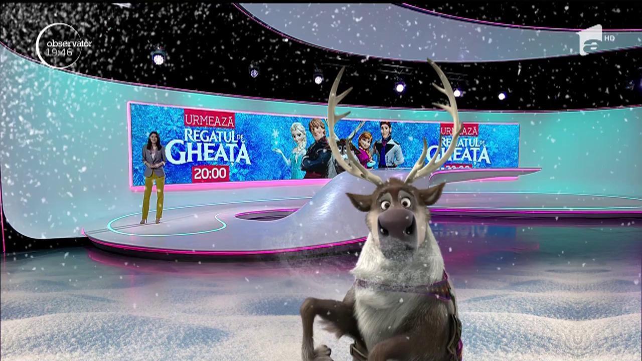 Musafiri speciali! Olaf și renul Sven au evadat din ”Frozen- Regatul de gheață” direct în studioul Observatorului! Micuții îi vor revedea în ziua de Crăciun