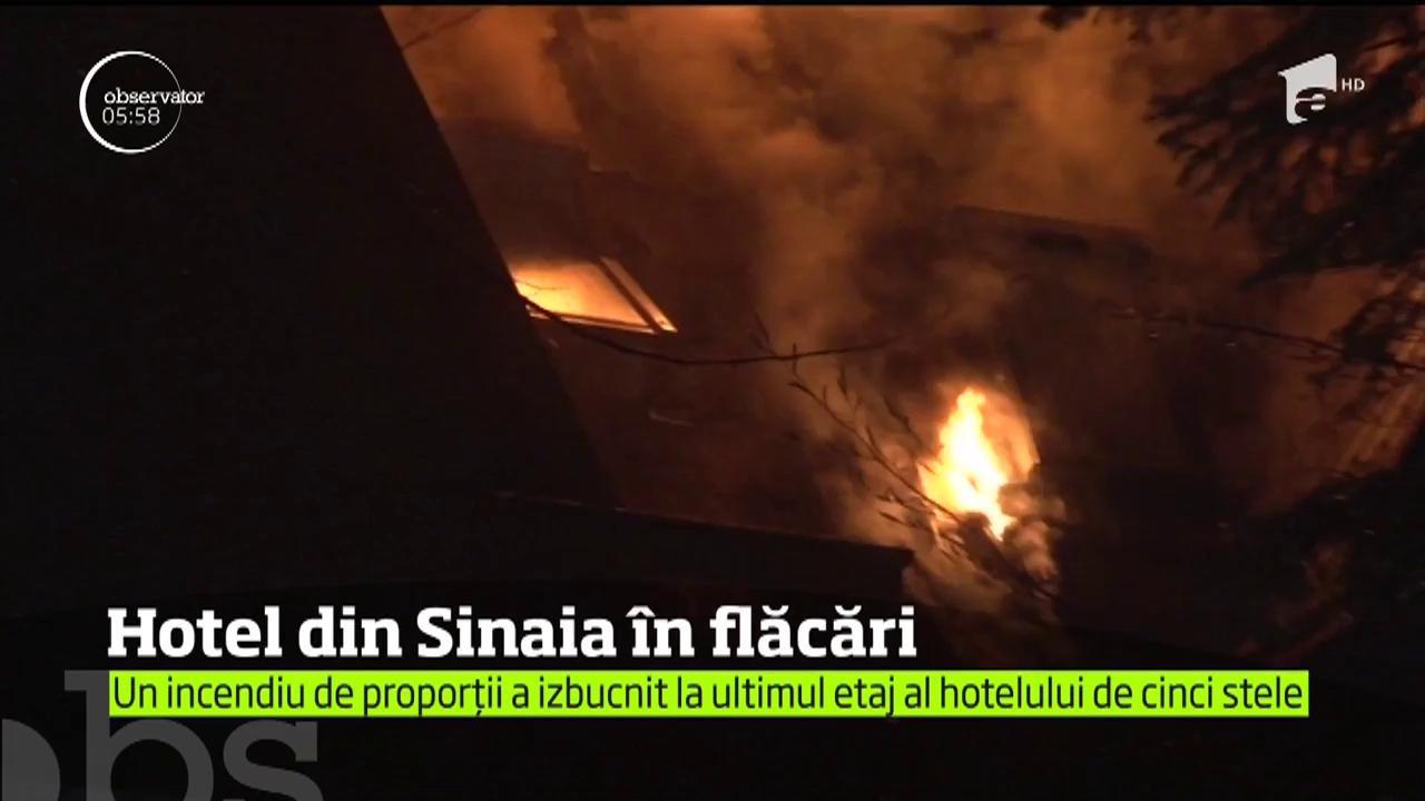 Incendiul devastator la un hotel de cinci stele din Sinaia a fost stins după patru ore! 50 de turiști, evacuați. UPDATE