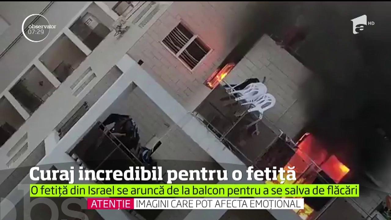 Imagini impresionante! O fetiță de doar 10 ani s-a aruncat de la balcon într-un moment de panică. Locuința era cuprinsă de flăcări