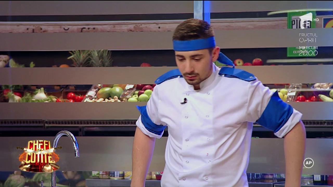 Echipa albastră rămâne în doi oameni! Chef Florin Dumitrescu, dezamăgit de plecarea Elenei Rus